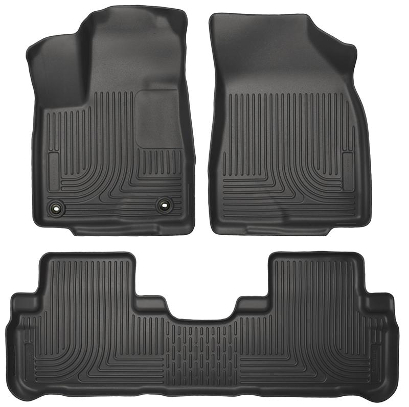 Toyota Highlander Floor Liners - Front + Rear - Husky Liners - WeatherBeater - Black - `14-`27